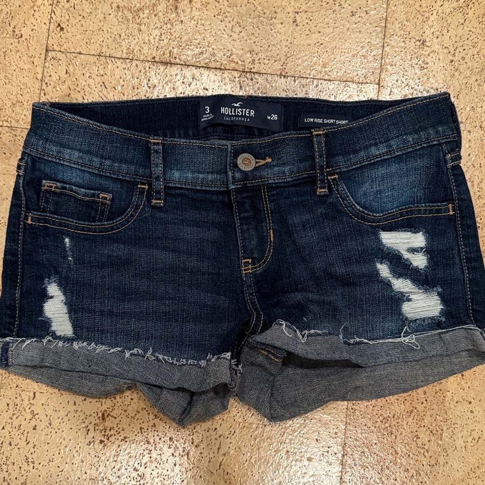 Hollister Dark Blue Denim Shorts low rise short short
